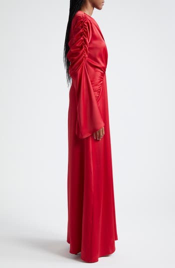 The Jou Long Sleeve Satin Gown