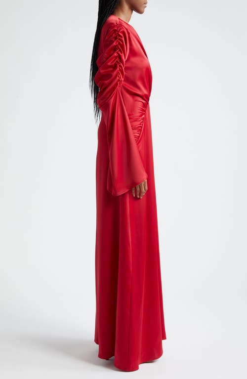Oríré Orire The Jou Long Sleeve Satin Gown In Red