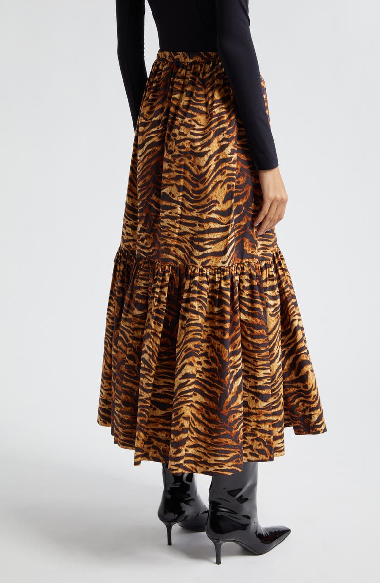 Ganni Tiered Organic Cotton Maxi Skirt, Alternate, color,