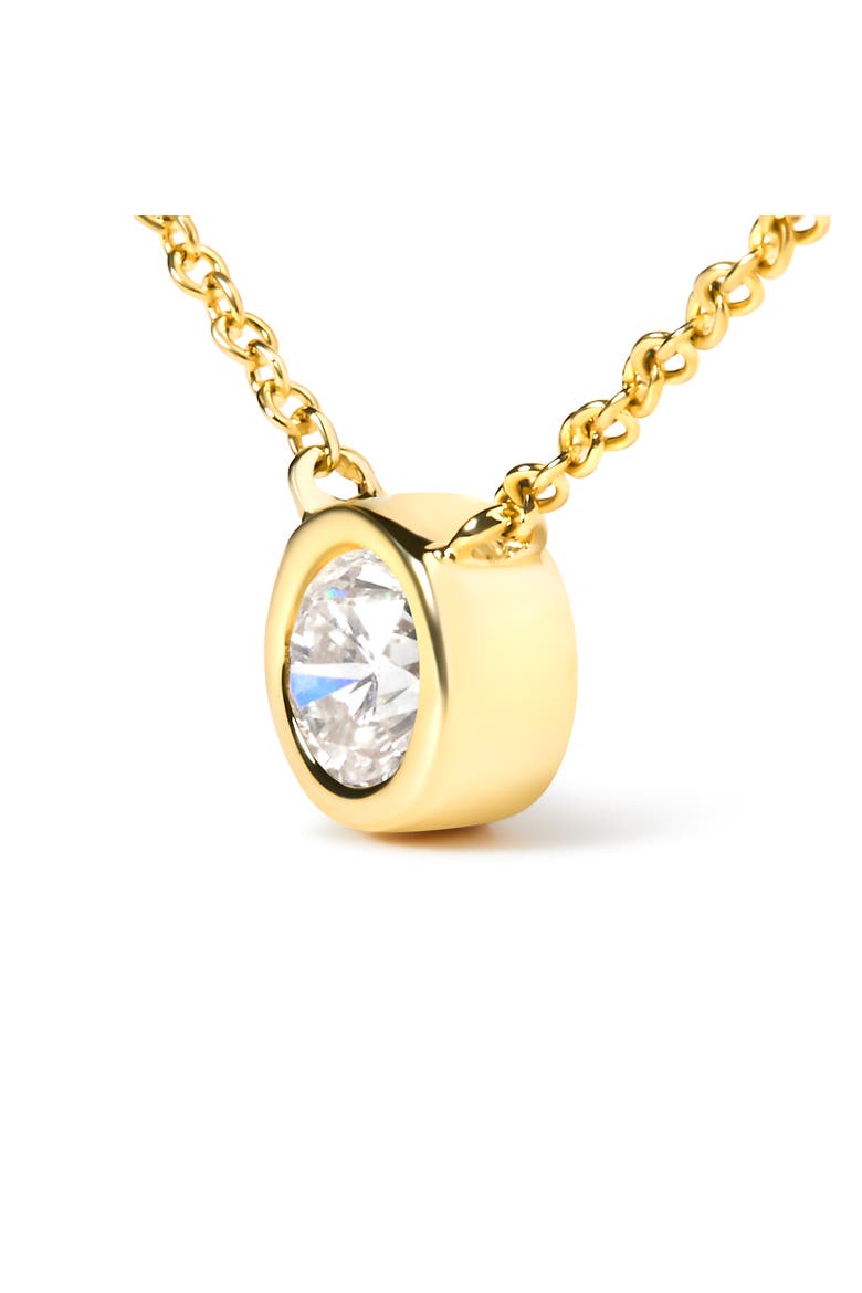 10K Gold 1/3 Cttw Diamond Bezel-Set Solitaire Pendant Necklace, Alternate, color, Yellow
