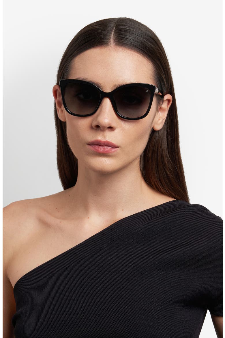 56mm Gradient Butterfly Sunglasses, Alternate, color, BLACK