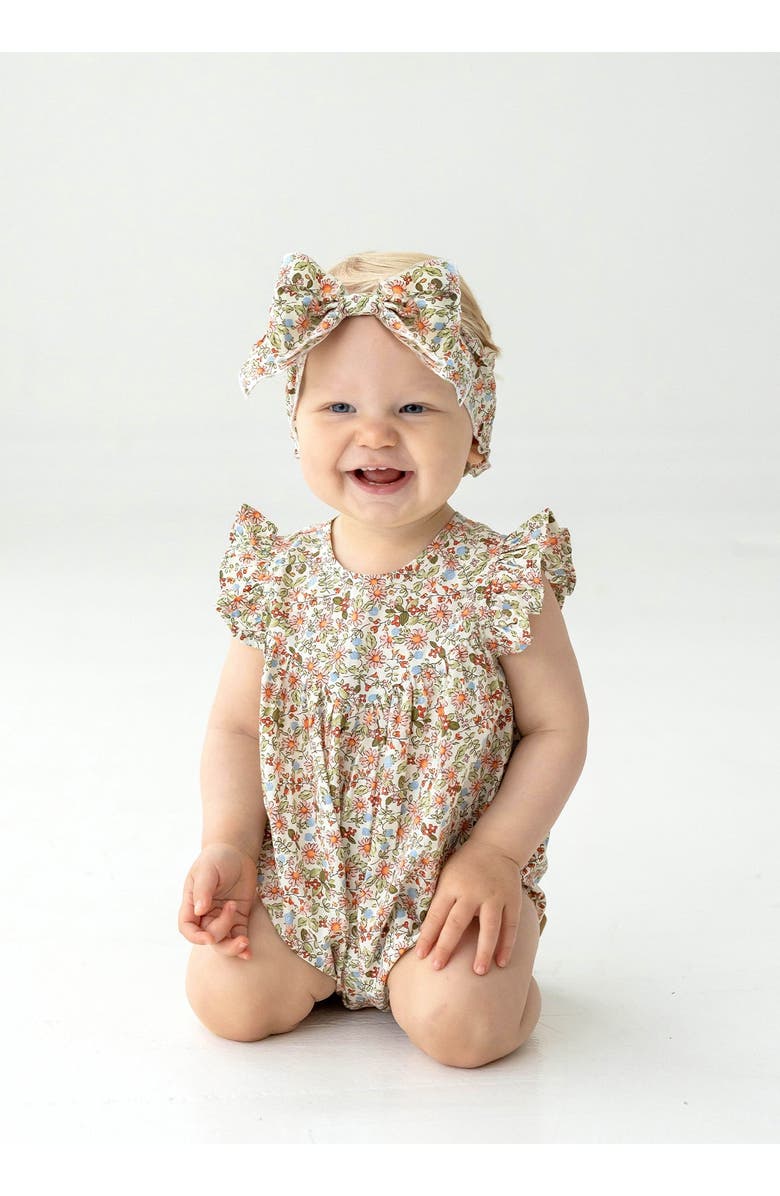 Mabel + Honey Sunset Fields Baby Romper, Alternate, color, Brown