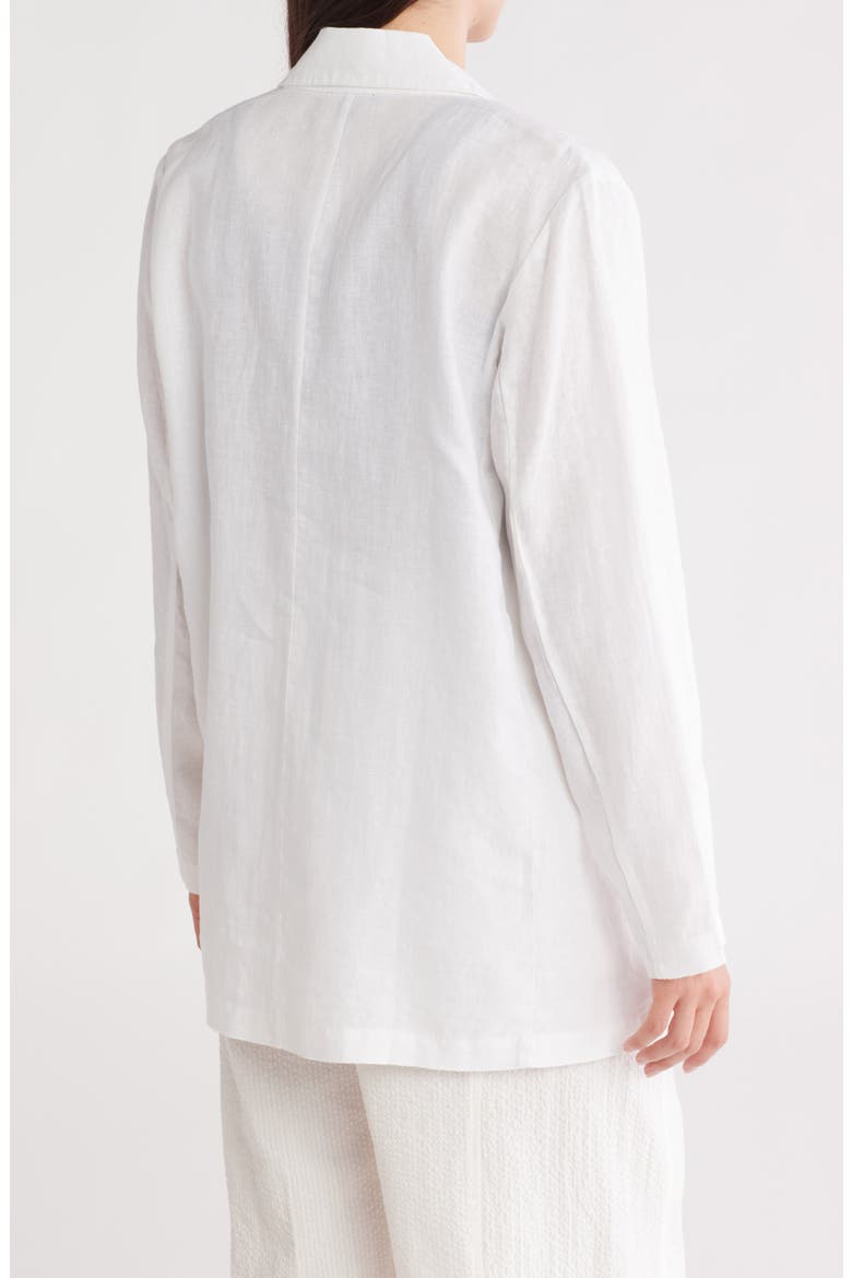 Notch Collar Organic Linen Long Blazer, Alternate, color, WHITE