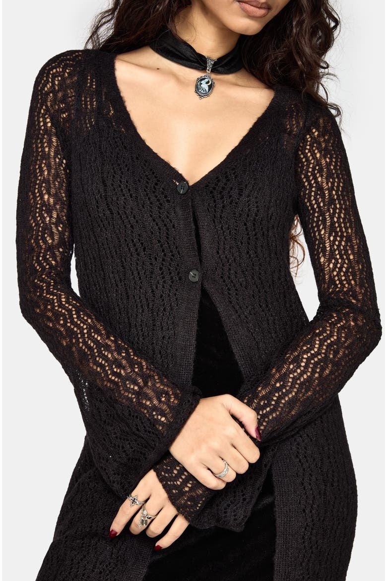 Adara Longline Fine Knit Cardigan, Alternate, color, Black