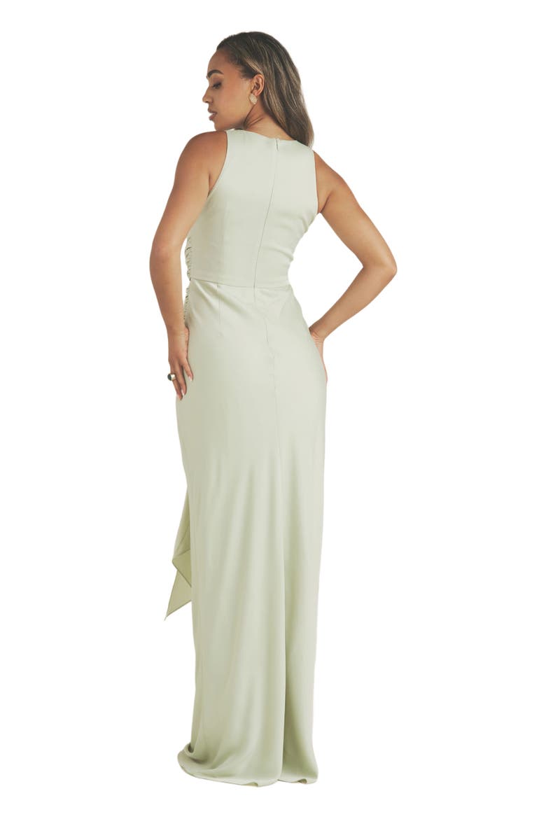 Abigail Halter Neck Knot Detail Dress, Alternate, color, Sage