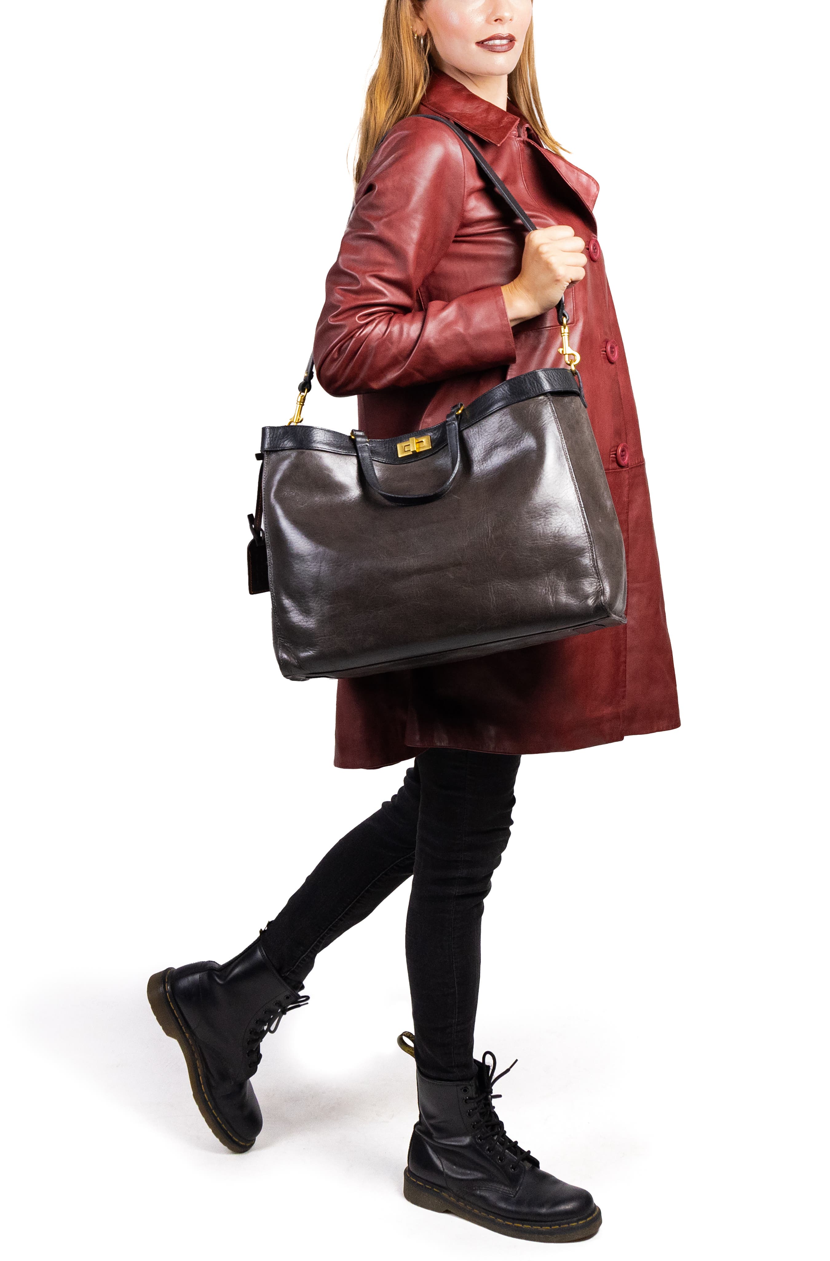 OLD TREND Ixia Genuine Leather Jet Set Travel Tote, Alternate, color, Taupe