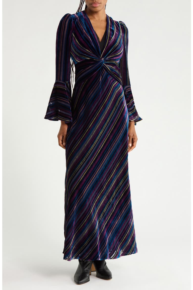 Sudha Velvet Maxi Dress, Main, color, DEEP NAVY