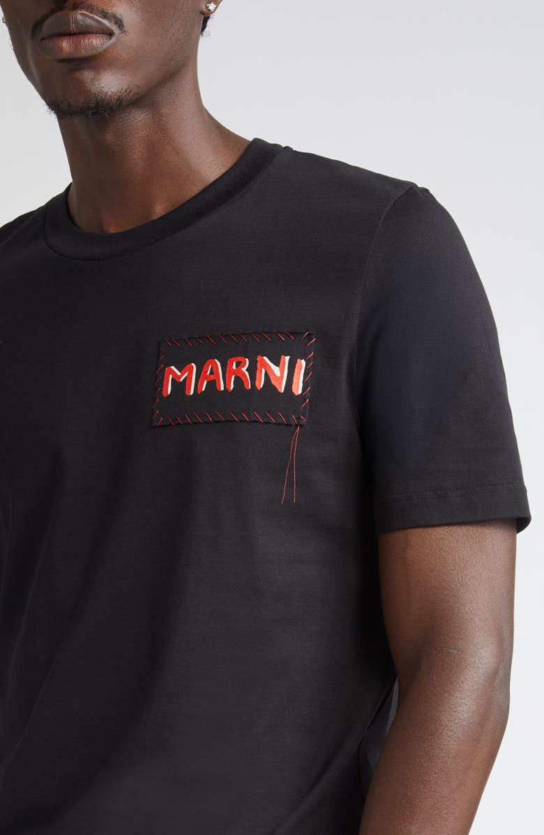 Marni Mending Logo Patch T-Shirt, Alternate, color, Black