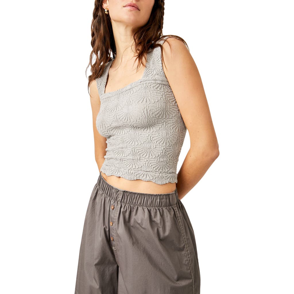 Free People Love Letter Floral Knit Camisole In Gray
