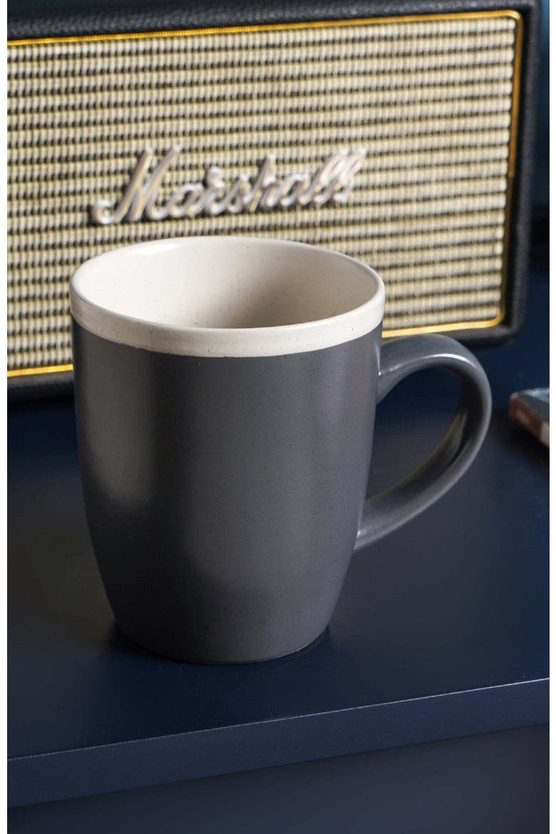 Serenity Stoneware 4-Piece Mug Set, Alternate, color, Dark Gray and Cream