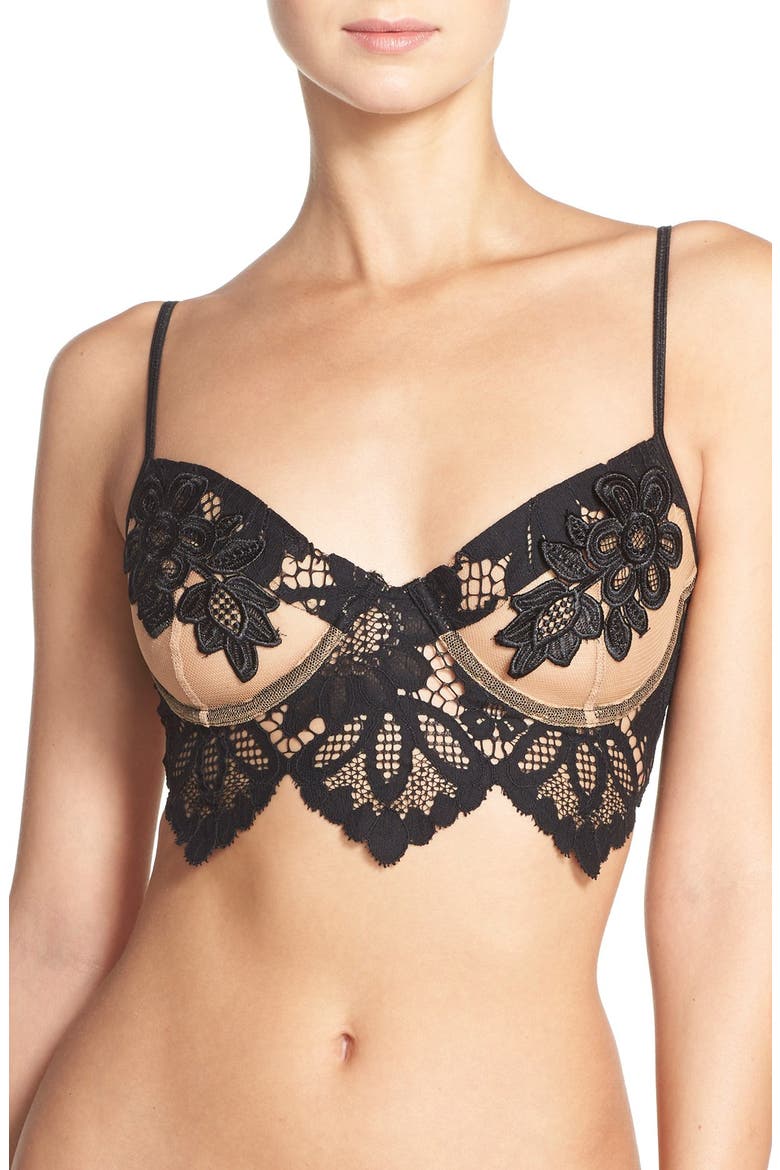 'Ruby' Longline Underwire Bra, Main, color, BLACK