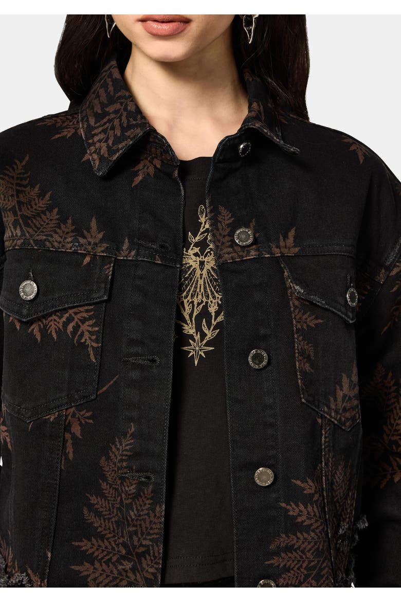 Ruin Fern Distressed Denim Jacket, Alternate, color, Black
