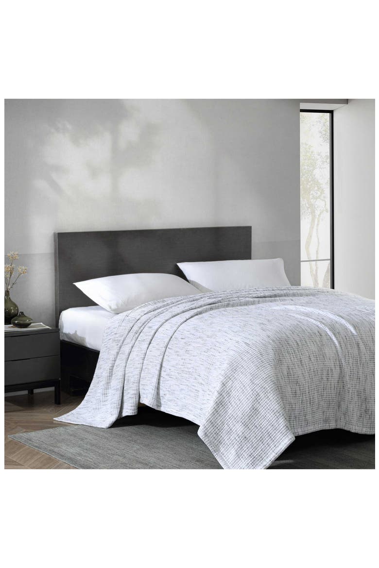 Jaspe Waffle Stitch Blanket, Alternate, color, WHITE/ BLACK