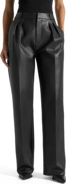 Manière De Voir Julie Leather Twin Pleat Trousers