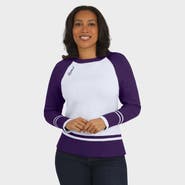 WEAR by Erin Andrews Women's WEAR by Erin Andrews White/Purple Baltimore Ravens Colorblock Raglan Sweater