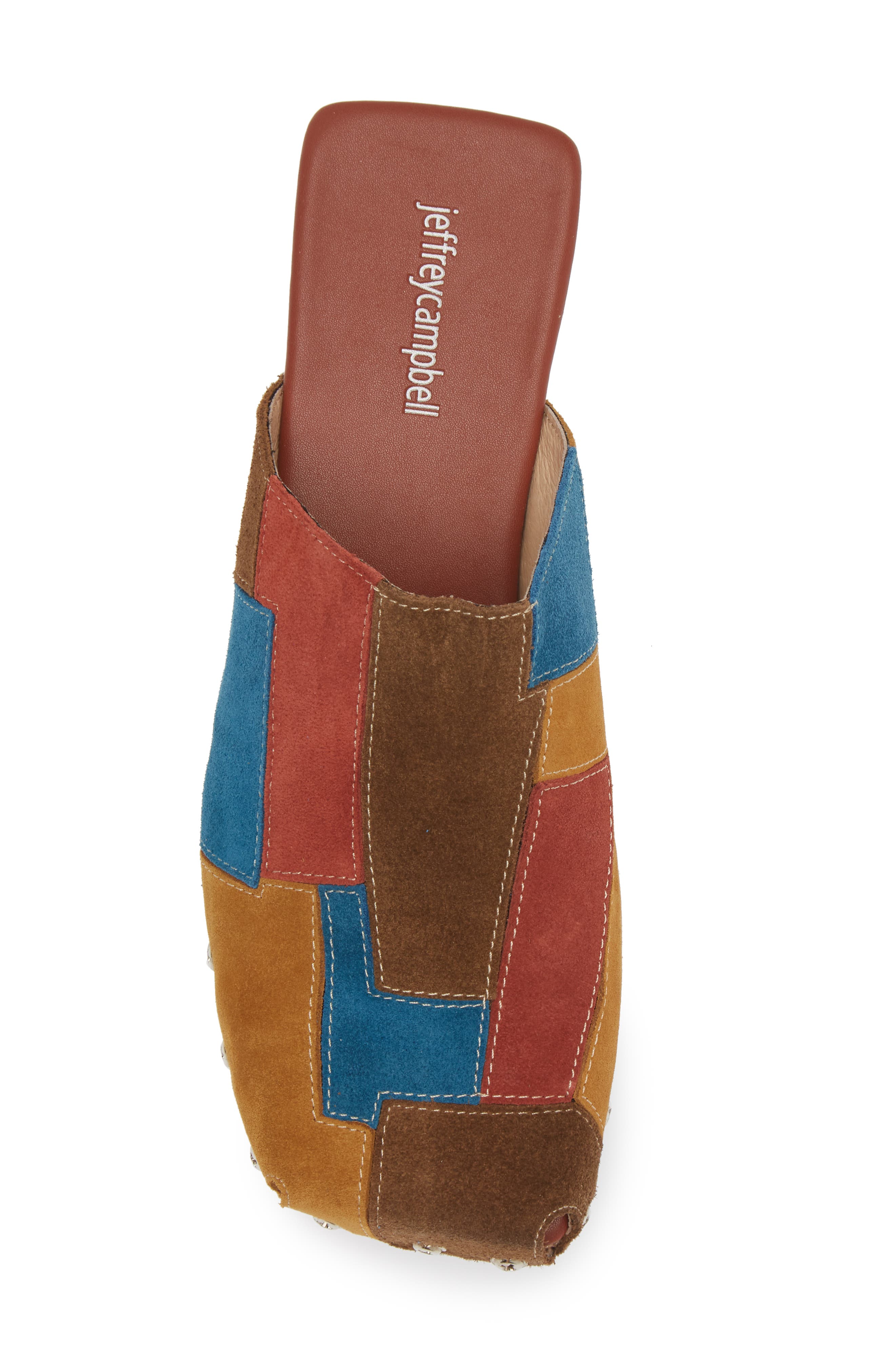 Calceus Patchwork Clog, Alternate, color, NEUTRAL SUEDE MULTI