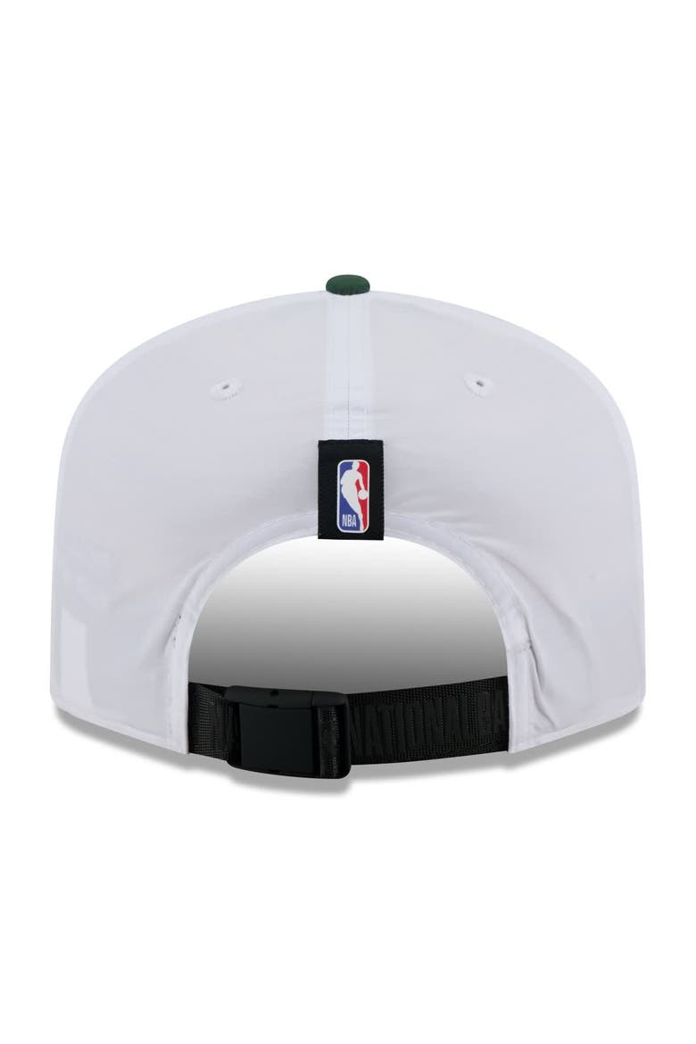 Men's New Era White/Hunter Green Milwaukee Bucks 2025 NBA Draft On-Stage Nylon 19TWENTY Adjustable Hat, Alternate, color, White