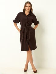 Single Stitch Corduroy Midi Shirtdress