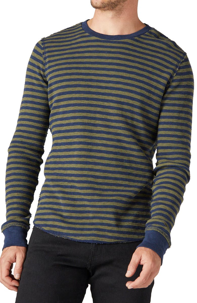 Lucky Brand Stripe Thermal Cotton Crewneck, Main, color, 
