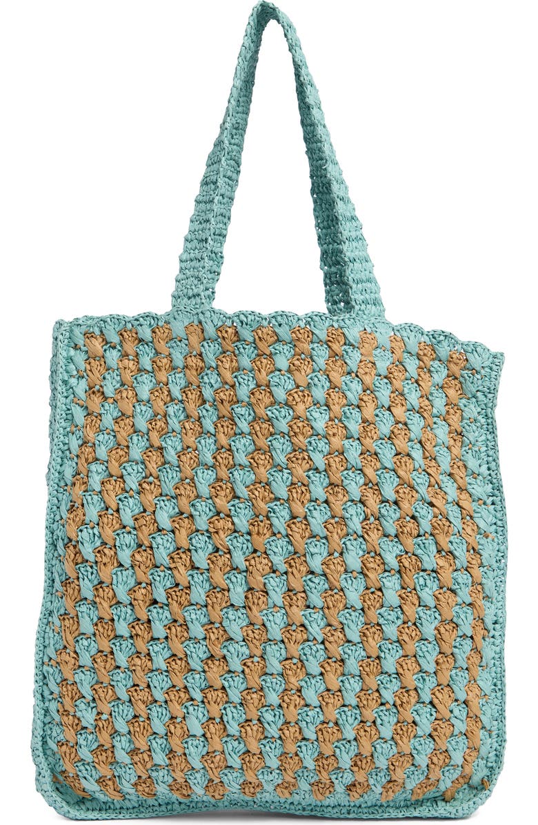 Collection XIIX Two-Tone Crochet Tote Bag, Main, color, Blue Multi