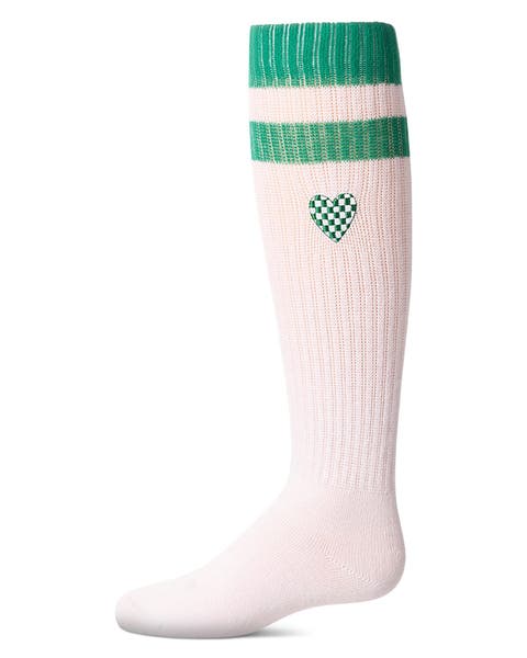 Ribbed Varsity Stripe Checkered Heart Rich Knee Sock (Toddler, Little Kid & Big Kid)