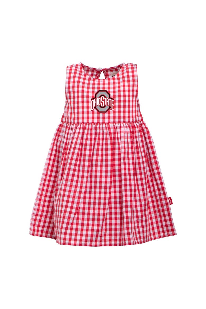 Girls Infant Garb  Scarlet Ohio State Buckeyes Loren Gingham Dress, Main, color, Scarlet