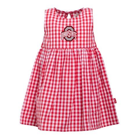 Girls Infant Garb  Scarlet Ohio State Buckeyes Loren Gingham Dress
