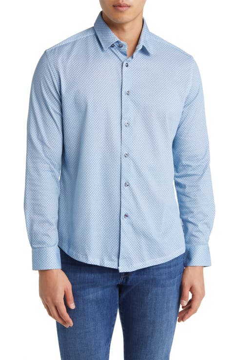 Hourglass Geo Dry Touch® Performance Jersey Button-Up Shirt