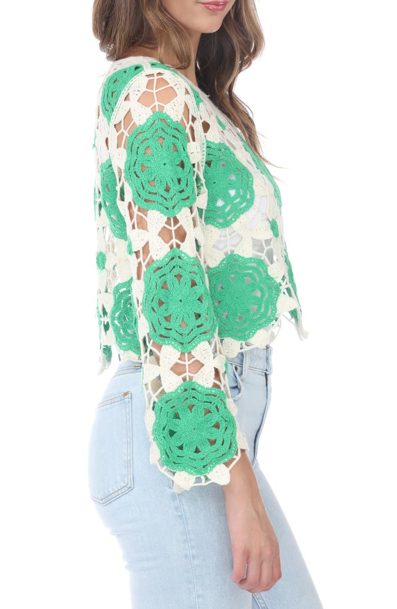 RAIN AND ROSE Cutout Openwork Sweater, Alternate, color, Green