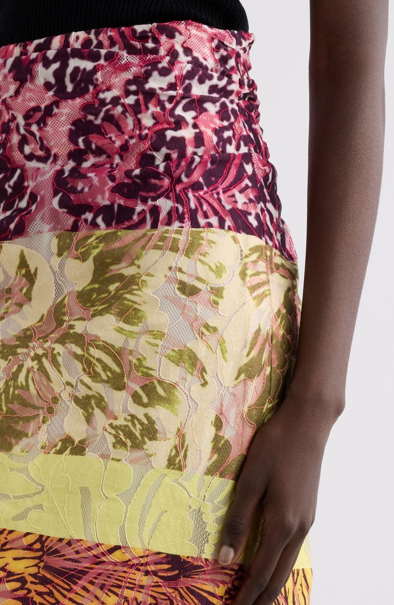 Dries Van Noten Stan Mixed Print Midi Skirt, Alternate, color, Burgundy