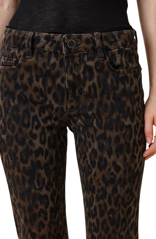 Allsaints Haldan Leopard Print Slim Bootcut Jeans In Animal Print