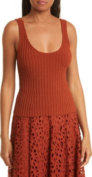 Vince Rib Tie Back Cotton Blend Tank Top