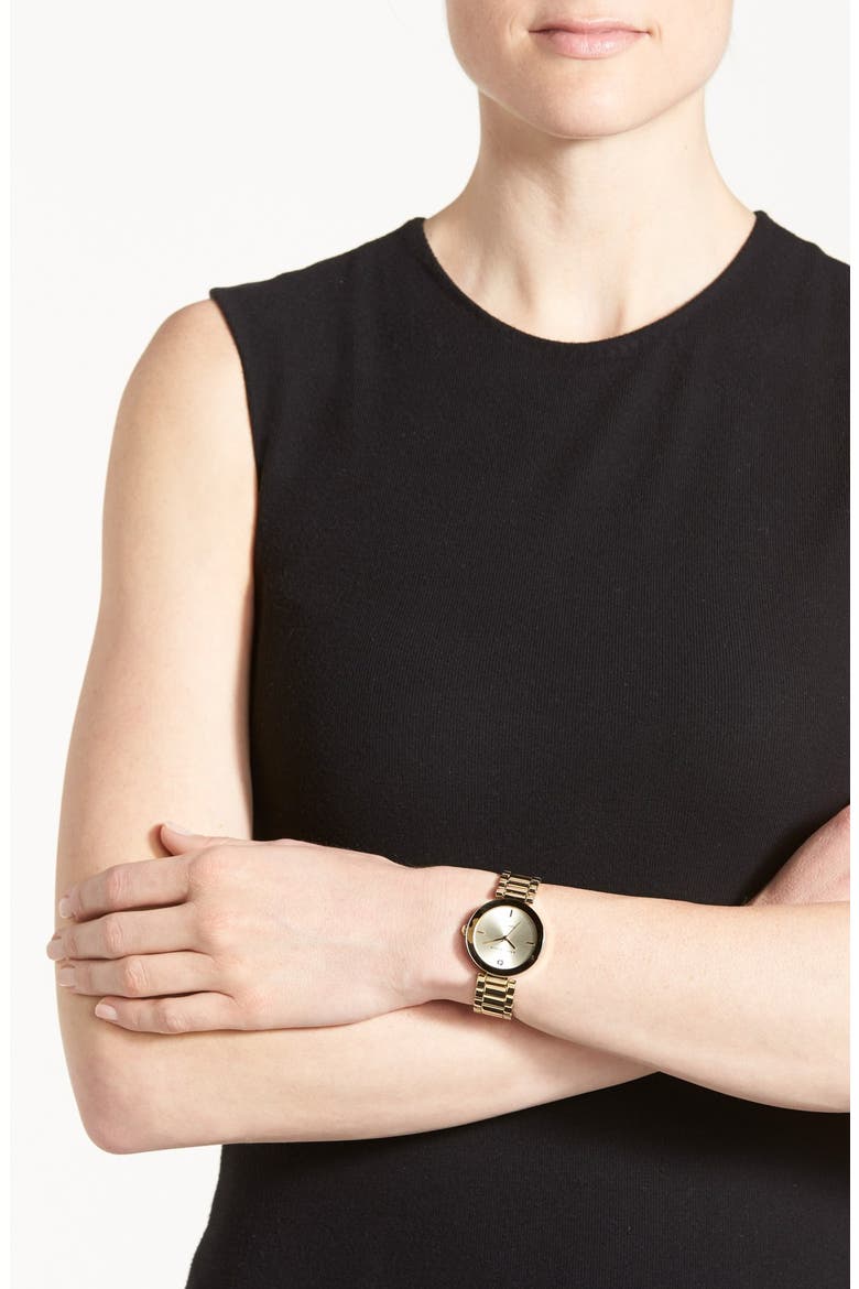 Mirror Bezel Bracelet Watch, 32mm, Alternate, color, GOLD