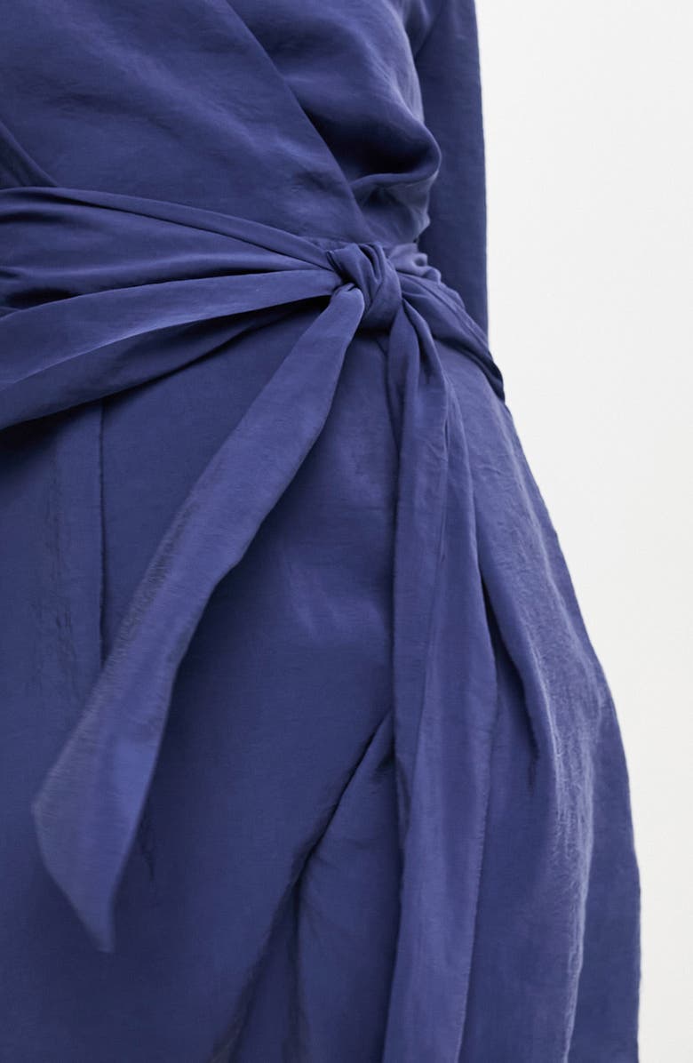 ASOS DESIGN Long Sleeve Faux Wrap Minidress, Alternate, color, Navy