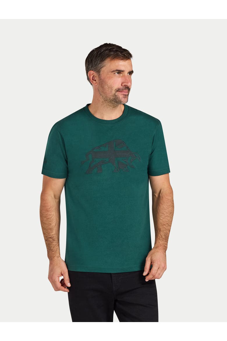 Embroidered Union Jack Bull T-Shirt, Main, color, Forest