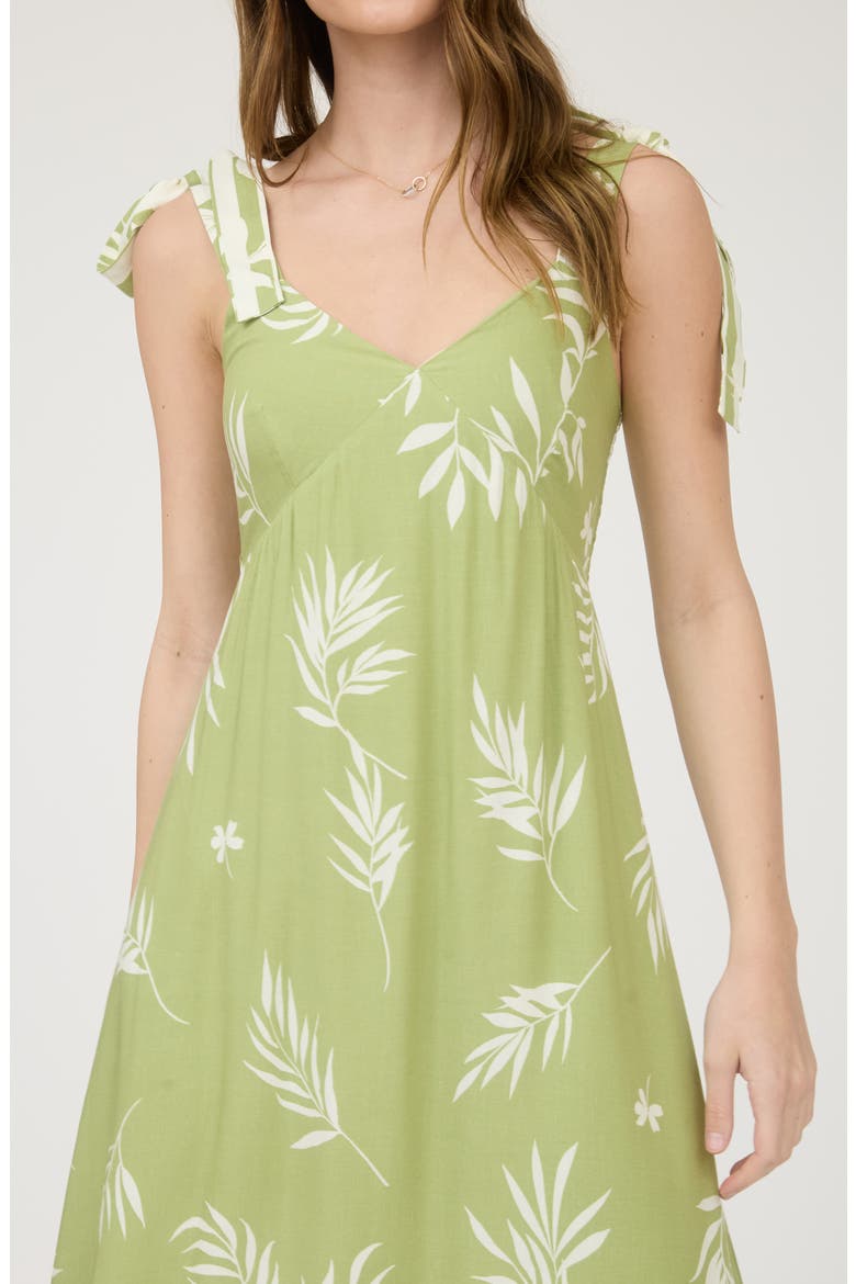 Shoulder Tie Midi Dress, Alternate, color, LIGHT OLIVE