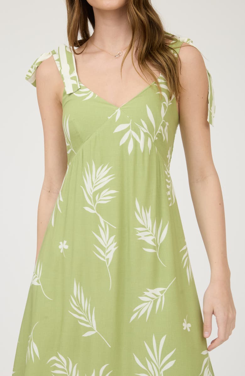 AUGUST SKY Shoulder Tie Midi Dress, Alternate, color, Light Olive