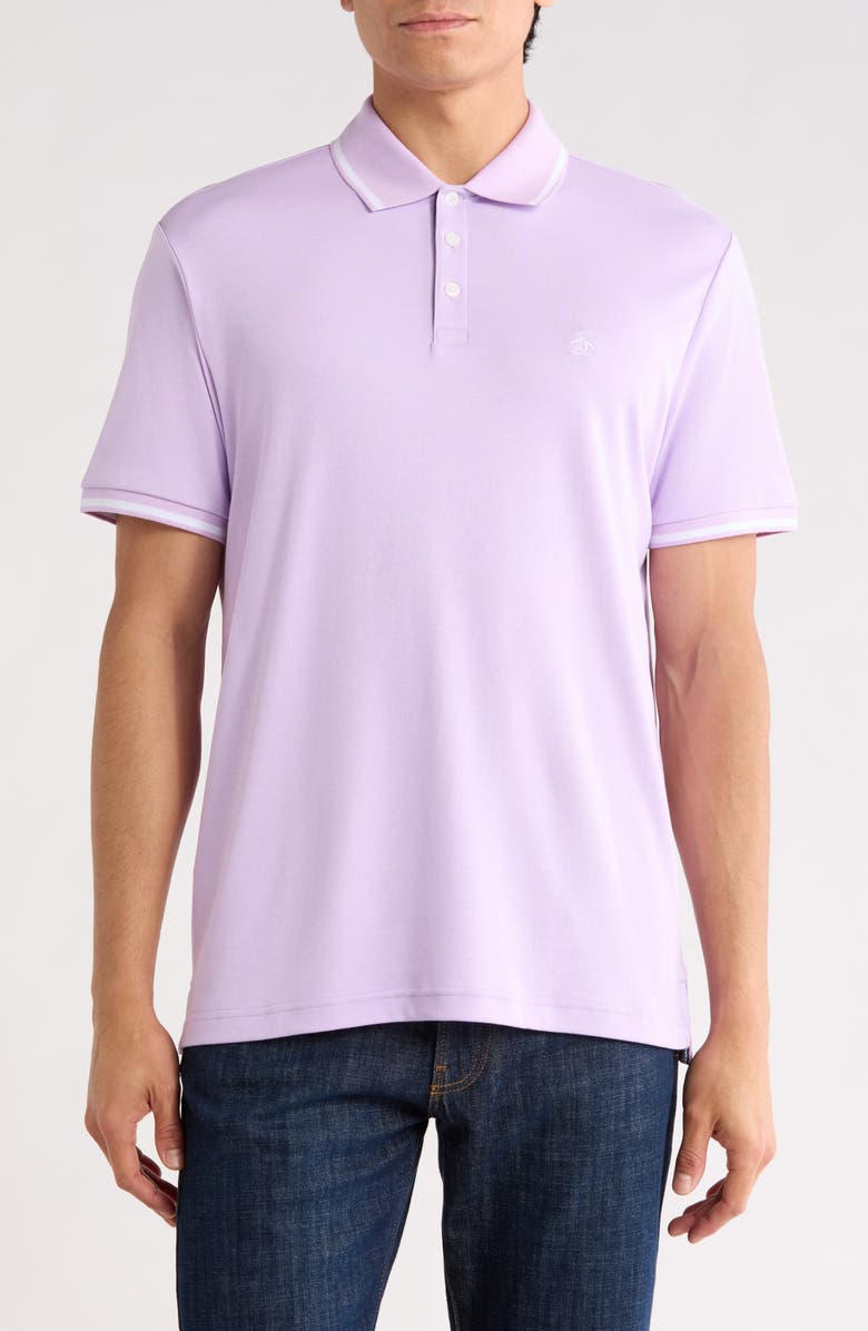 Original Penguin Tipped Cotton Interlock Polo, Main, color, Lavendula