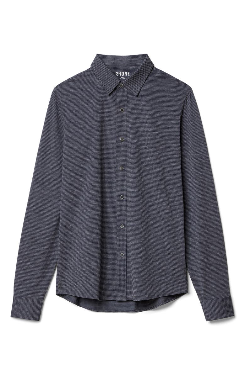 Rhone Commuter Slim Fit Button-Up Shirt, Alternate, color, Marle Gray Houndstooth