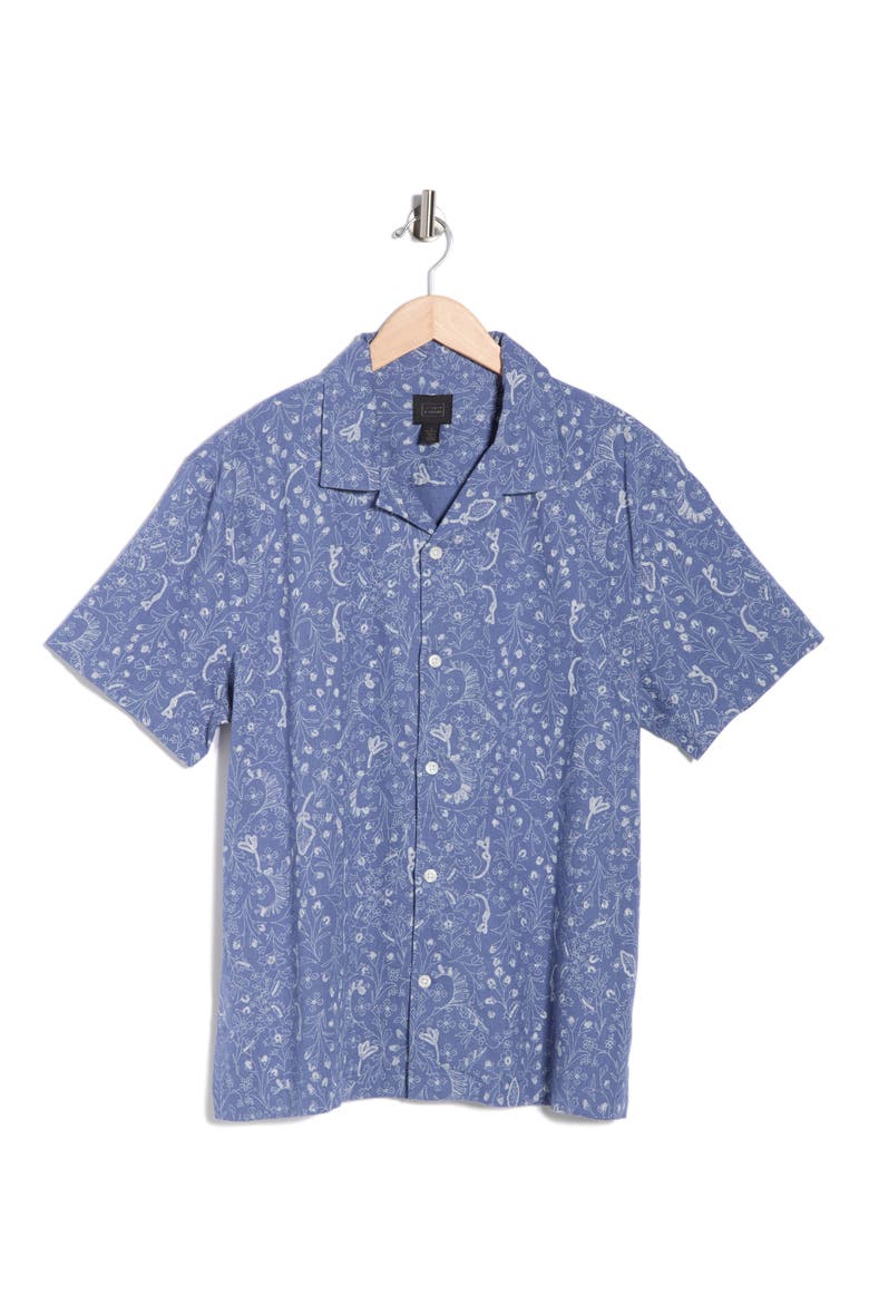 Embroidered Linen Blend Camp Shirt, Alternate, color, BLUE MAGDA EMBROIDERY