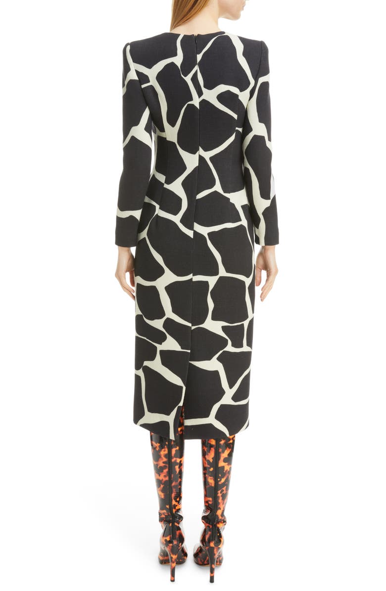 Dries Van Noten Delavina Giraffe Print Wool Sheath Dress, Alternate, color, 