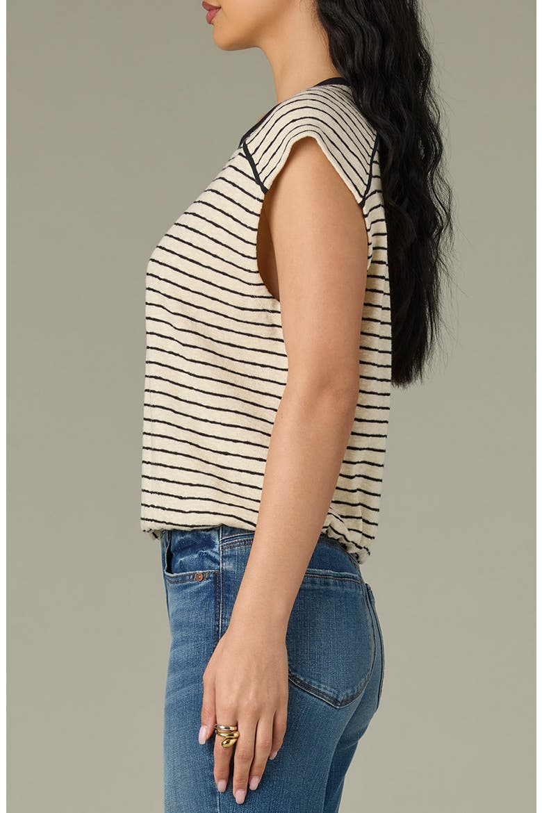 Stripe Scoop Neck Knit Top, Alternate, color, IVORY/ BLACK