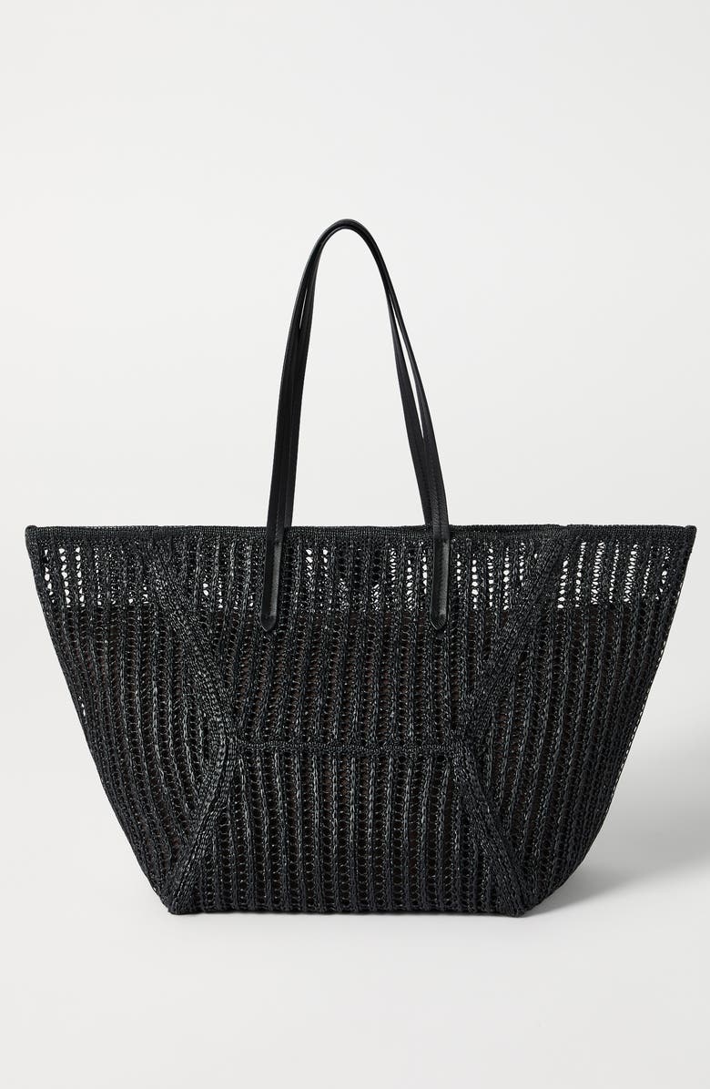 Brunello Cucinelli Techno raffia BC Duo bag, Alternate, color, Black