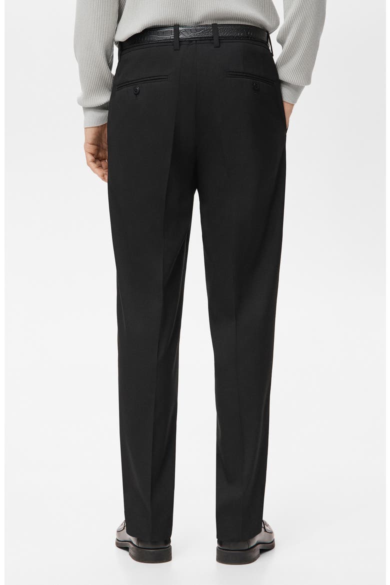Pleated Straight Leg Suit Pants, Alternate, color, BLACK
