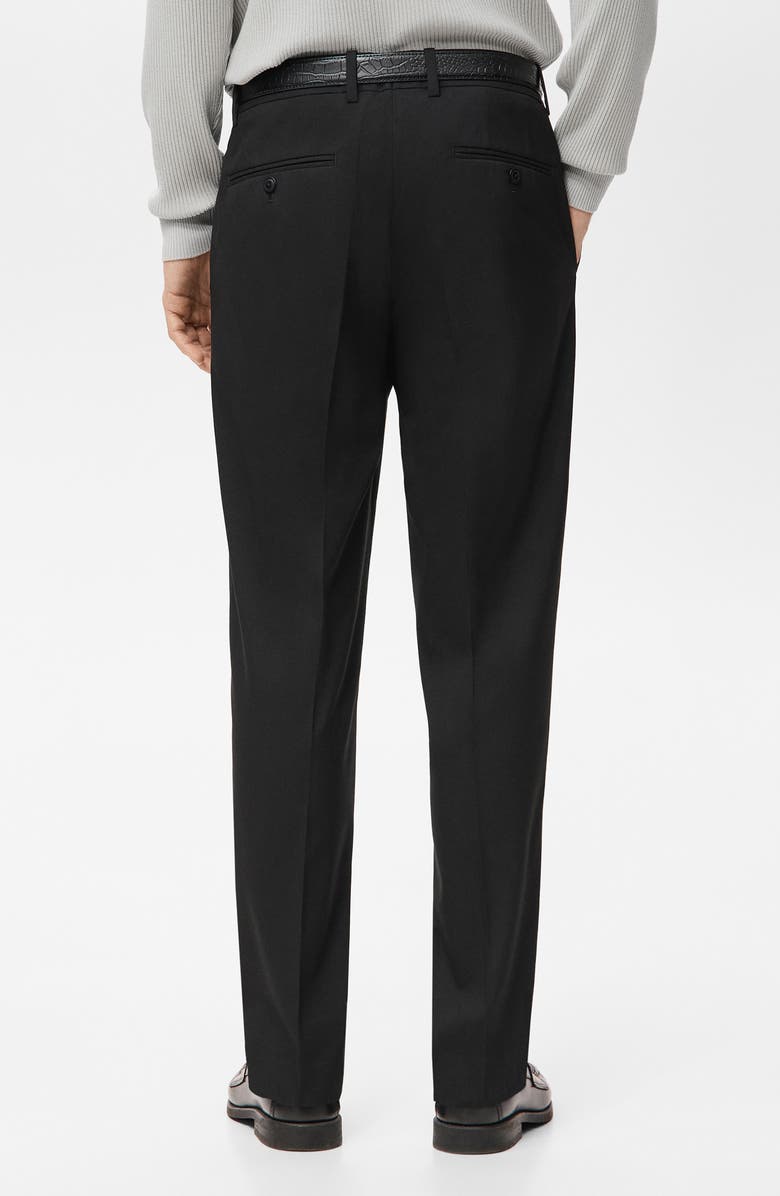 MANGO Pleated Straight Leg Suit Pants, Alternate, color, Black