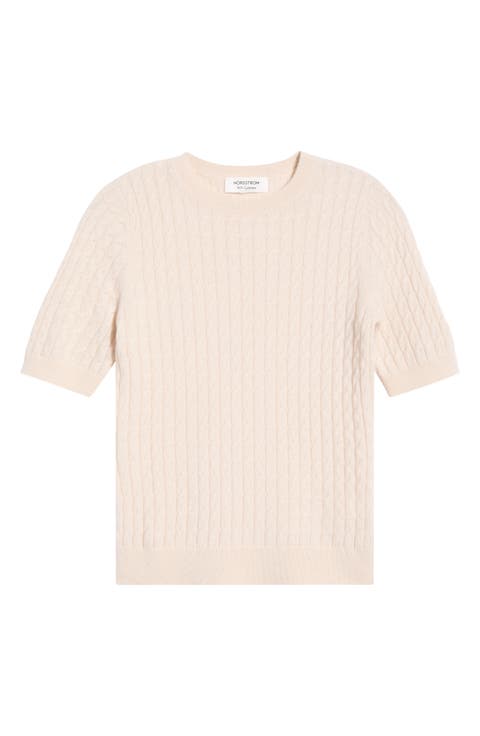 Cashmere Mini Cable Sweater Tee