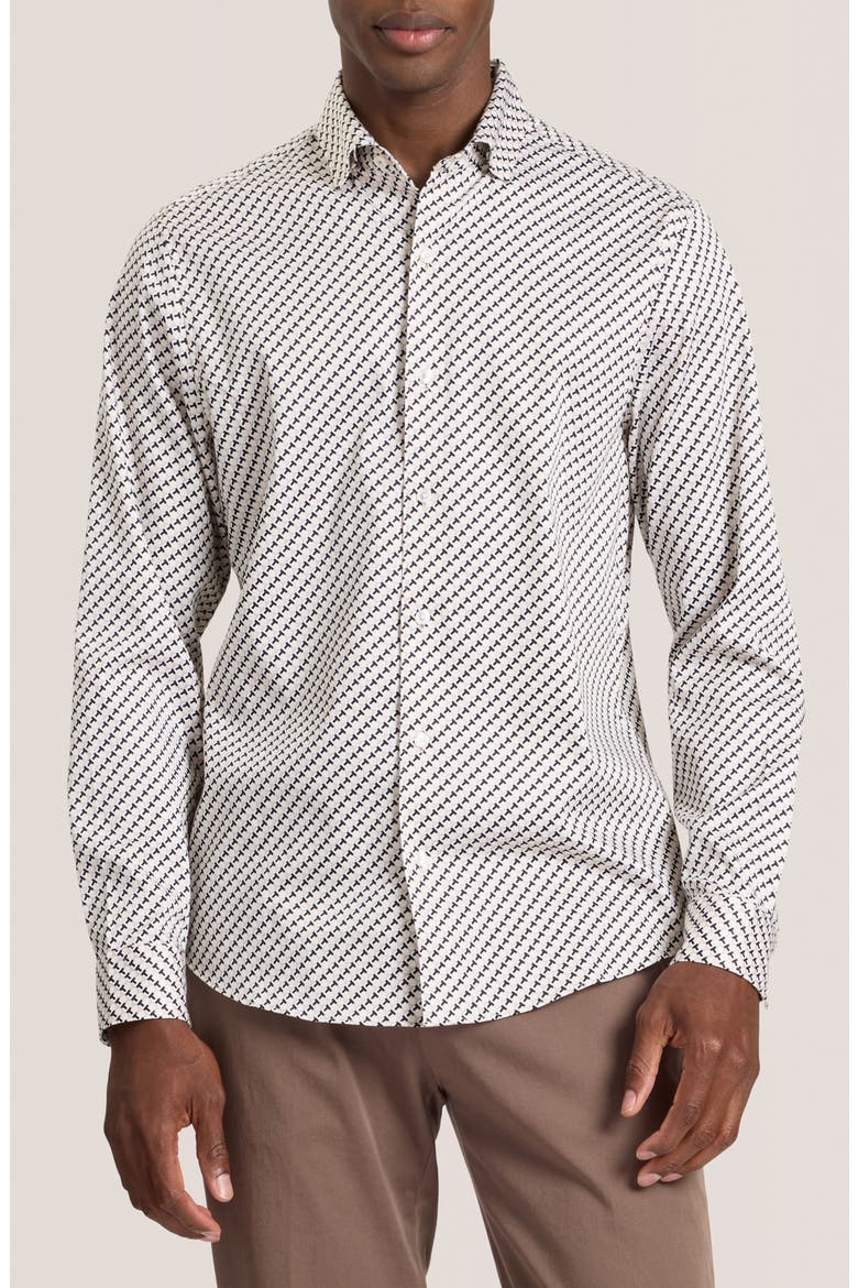 Soren Ted Print Stretch Cotton Dress Shirt, Main, color, OXFORD TAN