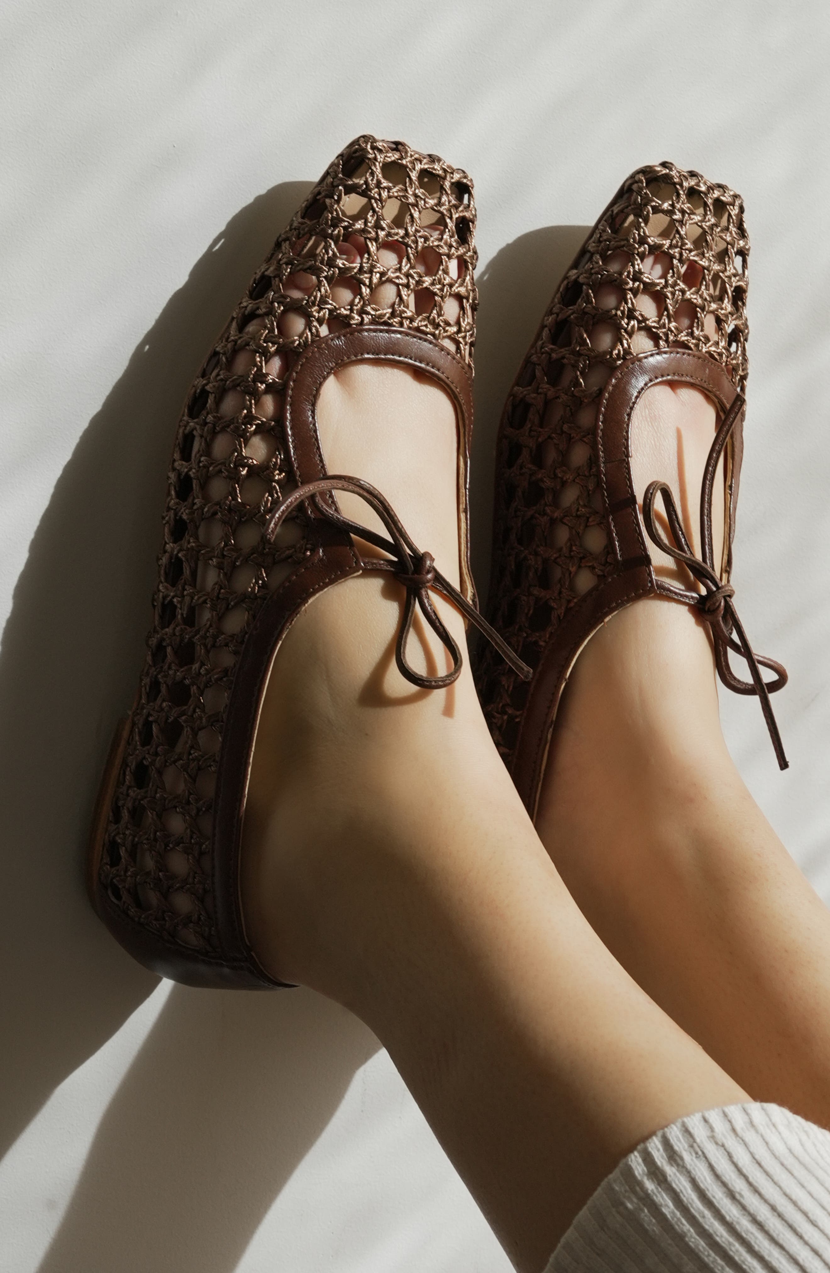 Amelia Raffia Ballet Flat, Alternate, color, Brown