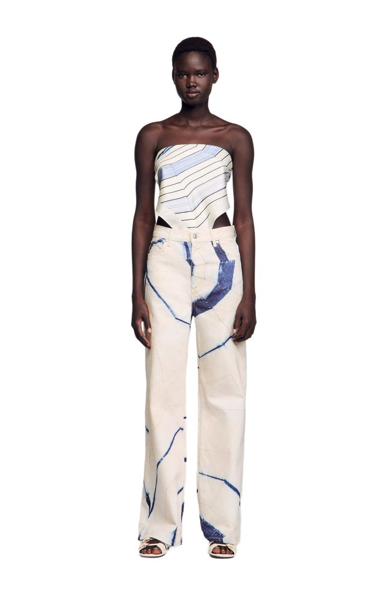 SANDRO Wide-leg striped jeans, Main, color,