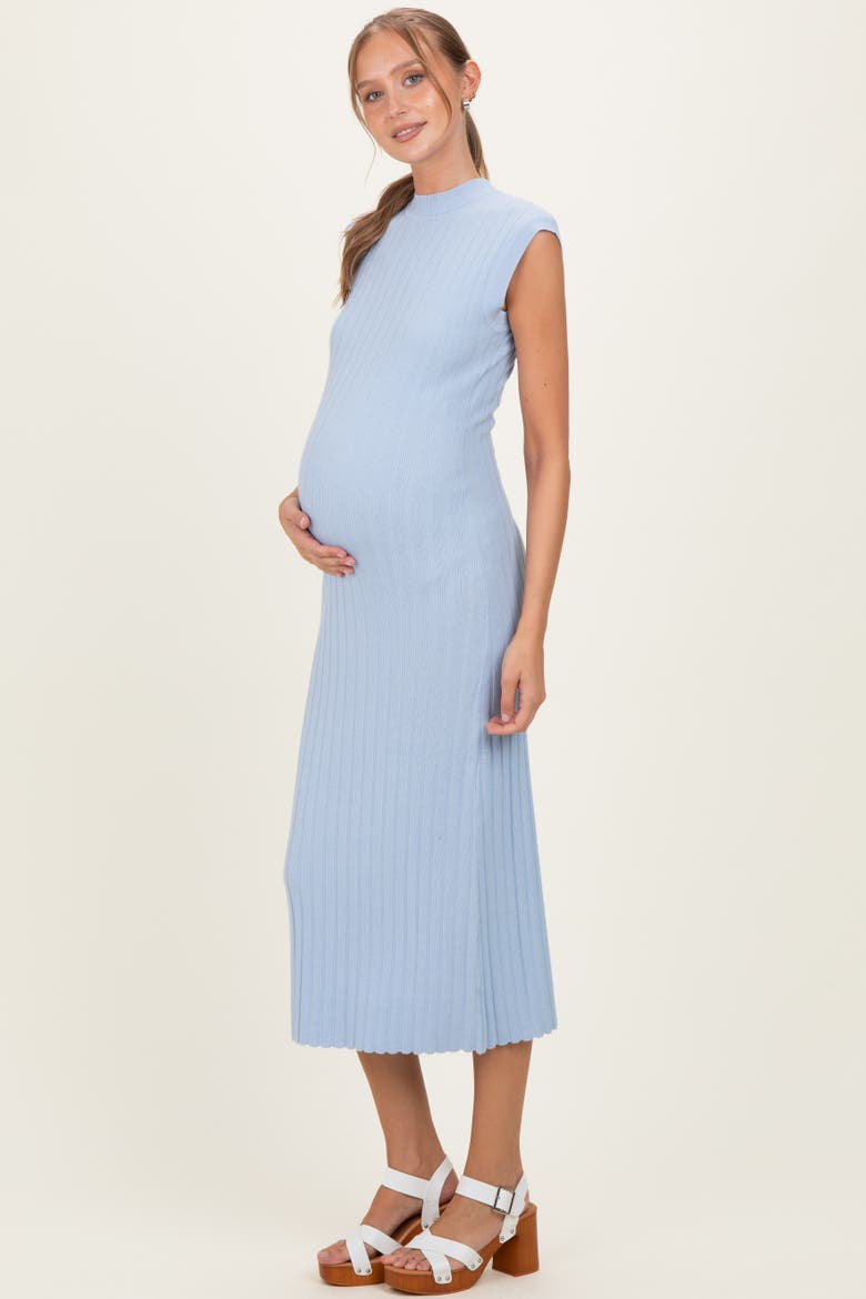 Ribbed Knit Mock Neck Maxi Dress, Alternate, color, Light Blue